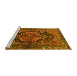 Sideview of Machine Washable Persian Yellow Traditional Rug, wshtr183yw
