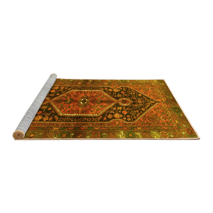 Sideview of Machine Washable Persian Yellow Traditional Rug, wshtr183yw