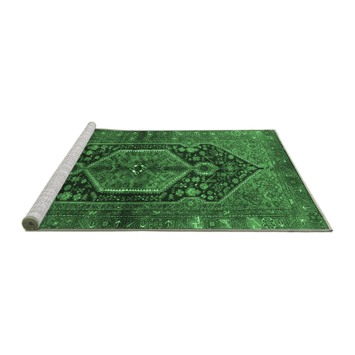 Sideview of Machine Washable Persian Emerald Green Traditional Area Rugs, wshtr183emgrn