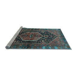 Sideview of Machine Washable Persian Light Blue Traditional Rug, wshtr183lblu