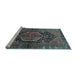 Sideview of Machine Washable Persian Light Blue Traditional Rug, wshtr183lblu