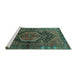 Sideview of Machine Washable Persian Turquoise Traditional Area Rugs, wshtr183turq