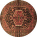 Round Persian Brown Traditional Rug, tr183brn