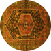 Round Persian Yellow Traditional Rug, tr183yw