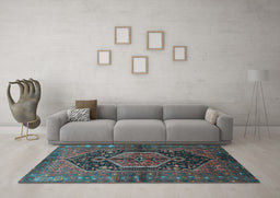 Machine Washable Persian Light Blue Traditional Rug in a Living Room, wshtr183lblu
