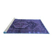 Sideview of Machine Washable Persian Blue Traditional Rug, wshtr183blu