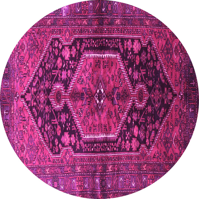 Round Machine Washable Persian Pink Traditional Rug, wshtr183pnk