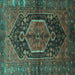 Square Machine Washable Persian Turquoise Traditional Area Rugs, wshtr183turq