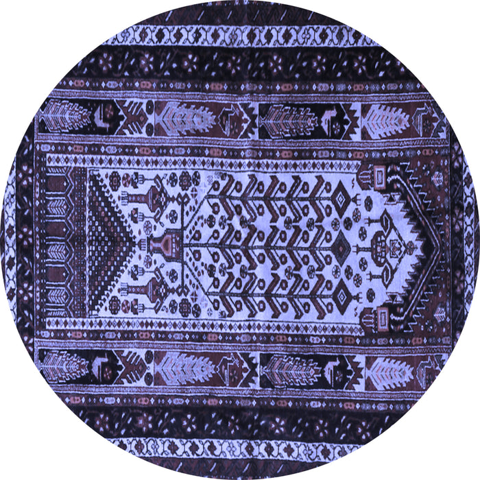 Round Machine Washable Persian Blue Traditional Rug, wshtr1840blu