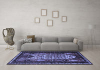 Machine Washable Persian Blue Traditional Rug, wshtr1840blu