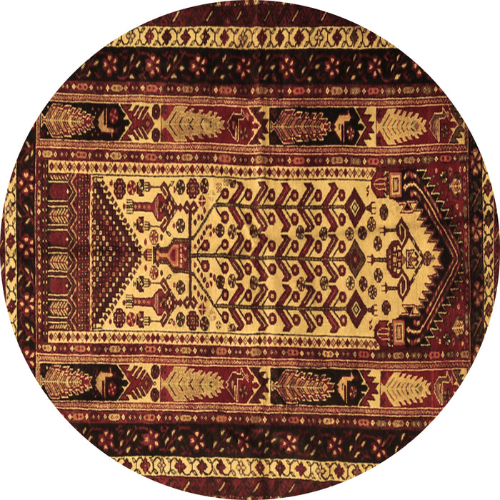Round Persian Brown Traditional Rug, tr1840brn