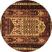 Round Persian Brown Traditional Rug, tr1840brn