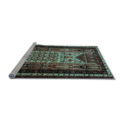 Sideview of Machine Washable Persian Light Blue Traditional Rug, wshtr1840lblu