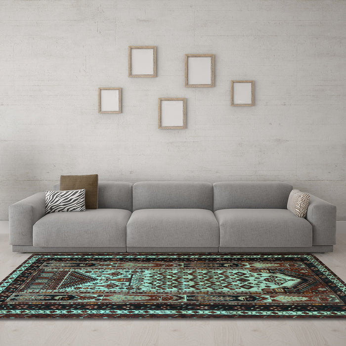 Machine Washable Persian Light Blue Traditional Rug in a Living Room, wshtr1840lblu