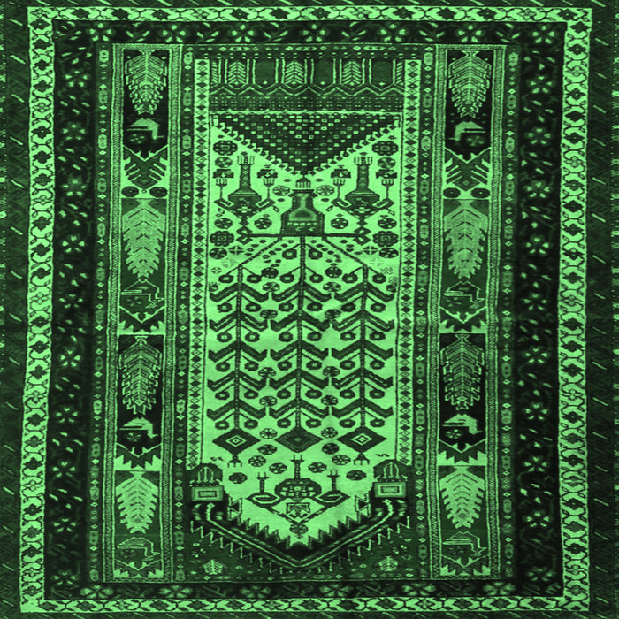 Square Persian Emerald Green Traditional Rug, tr1840emgrn