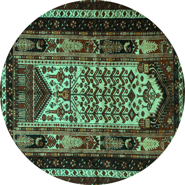 Round Machine Washable Persian Turquoise Traditional Area Rugs, wshtr1840turq