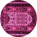 Round Machine Washable Persian Pink Traditional Rug, wshtr1840pnk