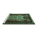 Sideview of Machine Washable Persian Turquoise Traditional Area Rugs, wshtr1840turq