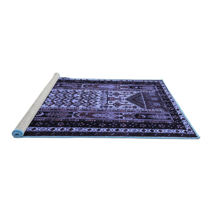 Sideview of Machine Washable Persian Blue Traditional Rug, wshtr1840blu