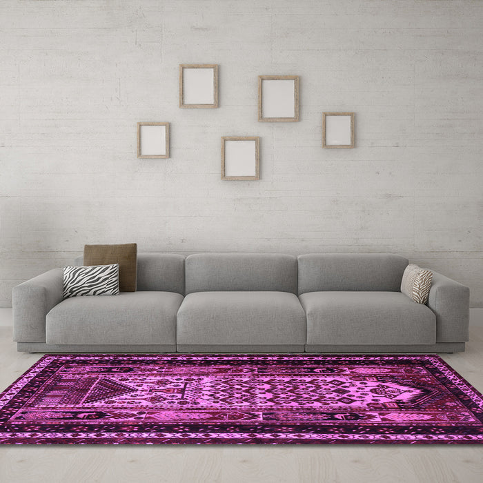 Machine Washable Persian Purple Traditional Area Rugs in a Living Room, wshtr1840pur