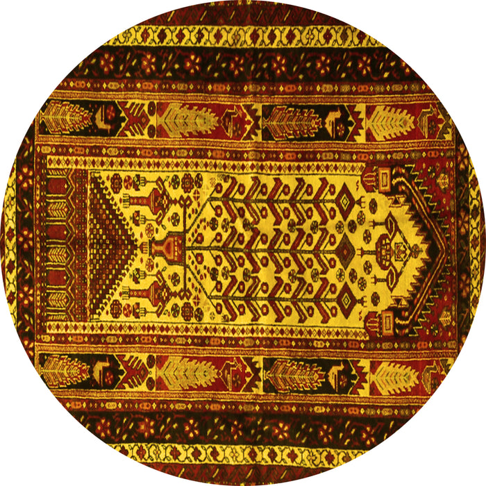 Round Persian Yellow Traditional Rug, tr1840yw