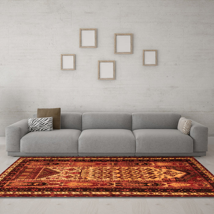 Machine Washable Persian Orange Traditional Area Rugs in a Living Room, wshtr1840org