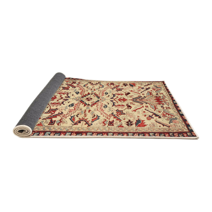 Sideview of Traditional Chestnut Red Animal Rug, tr1841
