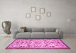 Machine Washable Animal Pink Traditional Rug in a Living Room, wshtr1841pnk