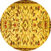 Round Animal Yellow Traditional Rug, tr1841yw