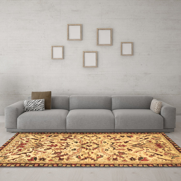 Machine Washable Animal Brown Traditional Rug in a Living Room,, wshtr1841brn