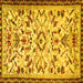 Square Animal Yellow Traditional Rug, tr1841yw