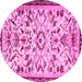 Round Animal Pink Traditional Rug, tr1841pnk