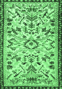 Animal Emerald Green Traditional Rug, tr1841emgrn