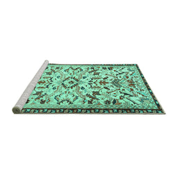 Sideview of Machine Washable Animal Turquoise Traditional Area Rugs, wshtr1841turq