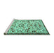 Sideview of Machine Washable Animal Turquoise Traditional Area Rugs, wshtr1841turq