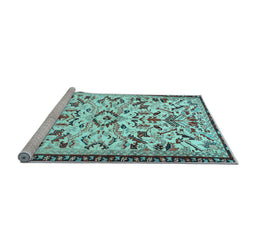Sideview of Machine Washable Animal Light Blue Traditional Rug, wshtr1841lblu