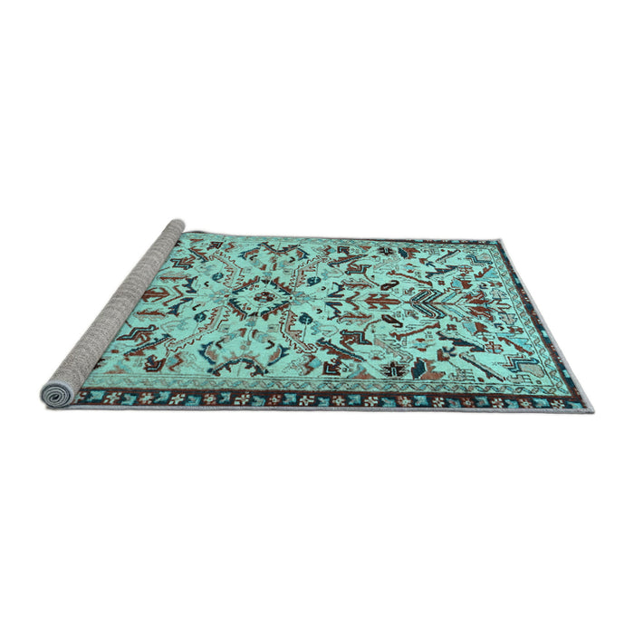 Sideview of Machine Washable Animal Light Blue Traditional Rug, wshtr1841lblu