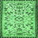 Square Animal Emerald Green Traditional Rug, tr1841emgrn