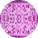 Round Machine Washable Animal Purple Traditional Area Rugs, wshtr1841pur