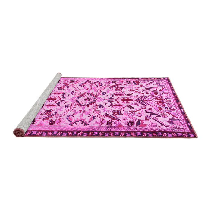 Sideview of Machine Washable Animal Pink Traditional Rug, wshtr1841pnk