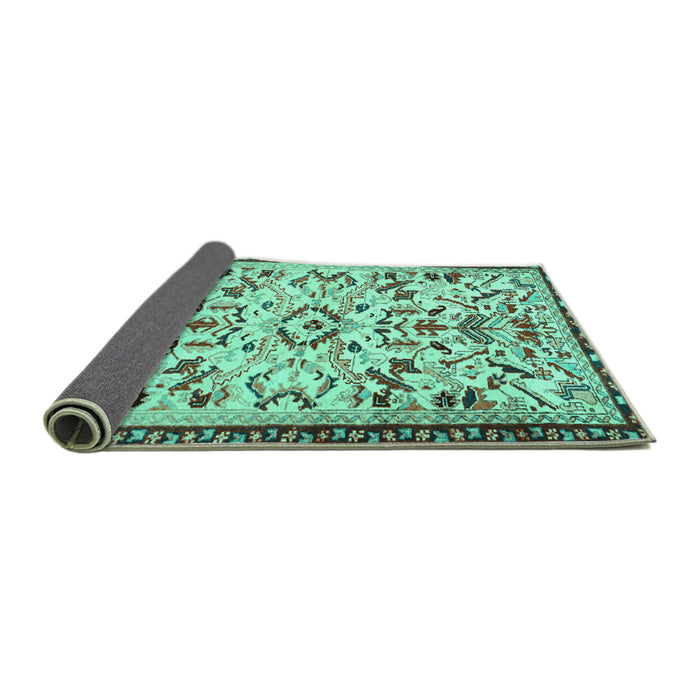 Sideview of Animal Turquoise Traditional Rug, tr1841turq
