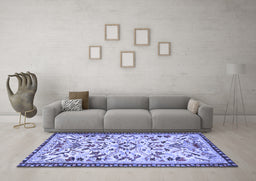 Machine Washable Animal Blue Traditional Rug in a Living Room, wshtr1841blu