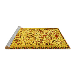 Sideview of Machine Washable Animal Yellow Traditional Rug, wshtr1841yw