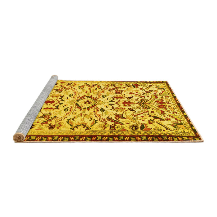 Sideview of Machine Washable Animal Yellow Traditional Rug, wshtr1841yw