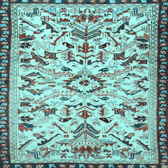 Square Machine Washable Animal Light Blue Traditional Rug, wshtr1841lblu