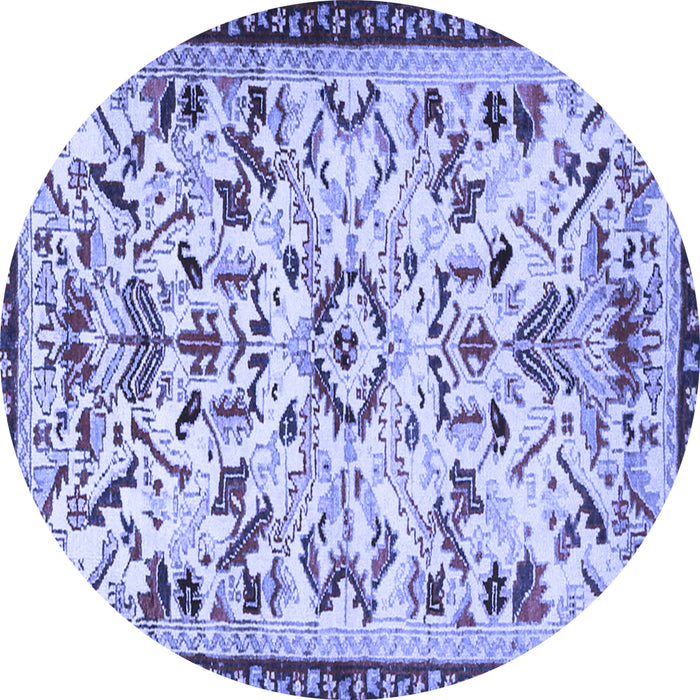 Round Machine Washable Animal Blue Traditional Rug, wshtr1841blu