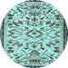 Round Machine Washable Animal Light Blue Traditional Rug, wshtr1841lblu