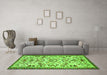 Machine Washable Animal Green Traditional Area Rugs in a Living Room,, wshtr1841grn