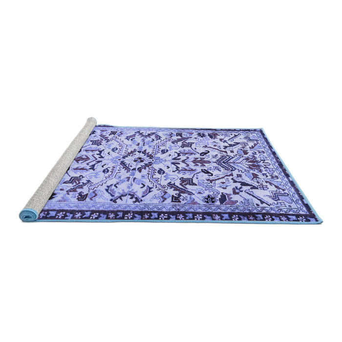 Sideview of Machine Washable Animal Blue Traditional Rug, wshtr1841blu