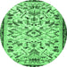 Round Animal Emerald Green Traditional Rug, tr1841emgrn